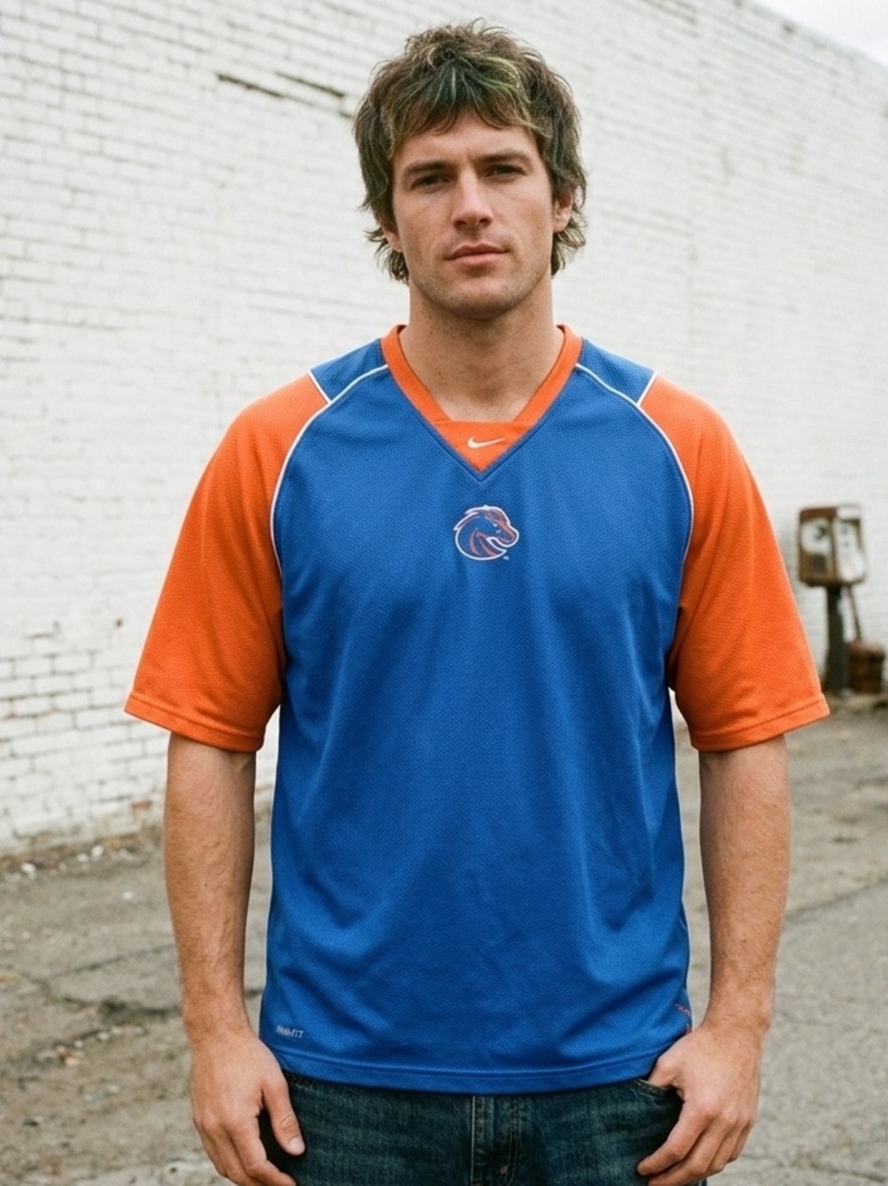 Vintage Nike Team Boise State Broncos Jersey Shirt Blue Orange Y2K Mens Large